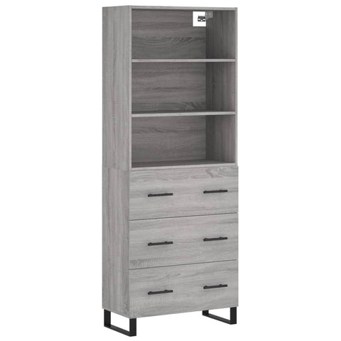 vidaXL Highboard Grey Sonoma 69.5x34x180 cm Engineered Wood