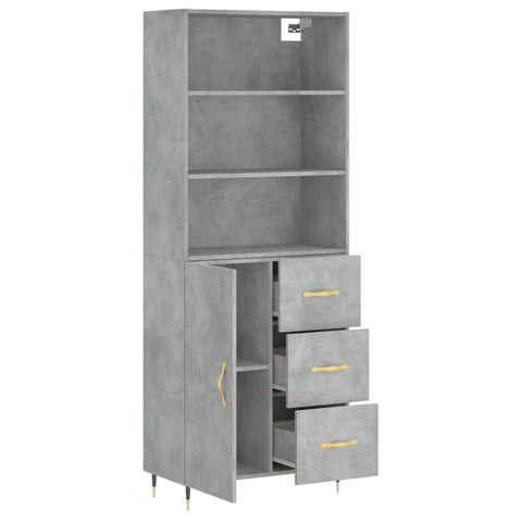 vidaXL Highboard Concrete Grey 69.5x34x180 cm Engineered Wood
