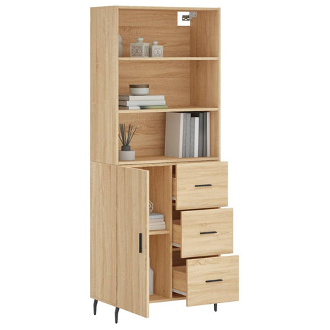 vidaXL Highboard Sonoma Oak 69.5x34x180 cm Engineered Wood