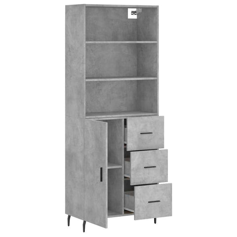 vidaXL Highboard Concrete Grey 69.5x34x180 cm Engineered Wood