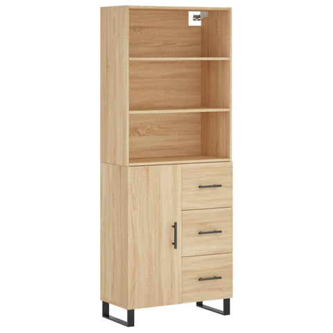 vidaXL Highboard Sonoma Oak 69.5x34x180 cm Engineered Wood