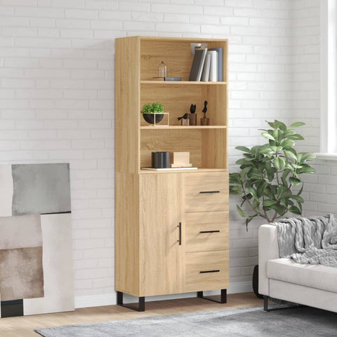 vidaXL Highboard Sonoma Oak 69.5x34x180 cm Engineered Wood
