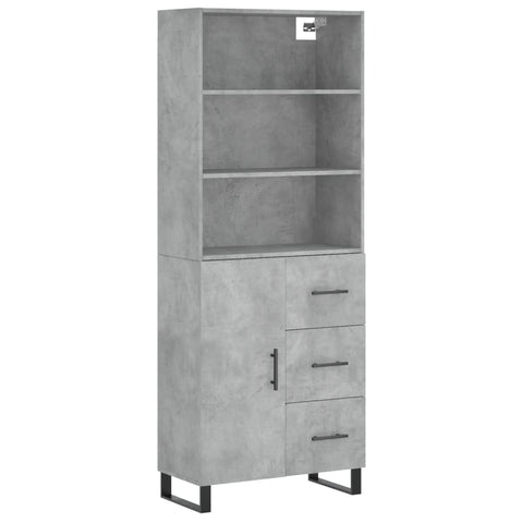 vidaXL Highboard Concrete Grey 69.5x34x180 cm Engineered Wood