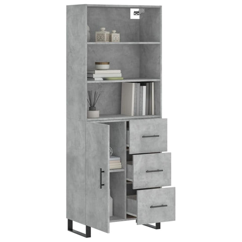 vidaXL Highboard Concrete Grey 69.5x34x180 cm Engineered Wood