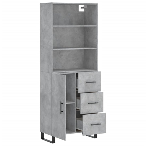 vidaXL Highboard Concrete Grey 69.5x34x180 cm Engineered Wood