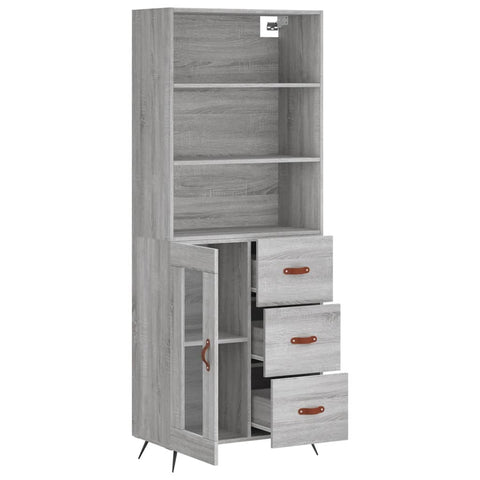 vidaXL Highboard Grey Sonoma 69.5x34x180 cm Engineered Wood