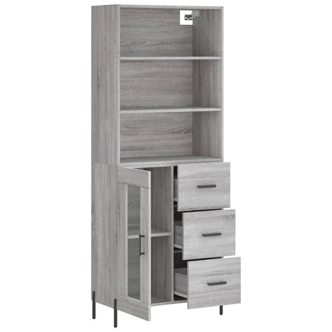 vidaXL Highboard Grey Sonoma 69.5x34x180 cm Engineered Wood