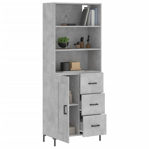 vidaXL Highboard Concrete Grey 69.5x34x180 cm Engineered Wood