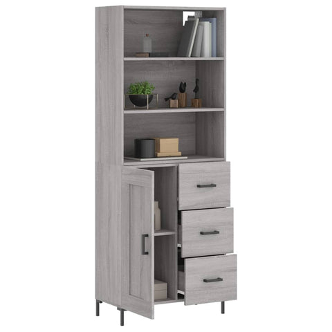 vidaXL Highboard Grey Sonoma 69.5x34x180 cm Engineered Wood