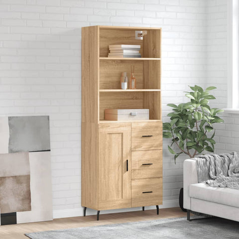 vidaXL Highboard Sonoma Oak 69.5x34x180 cm Engineered Wood