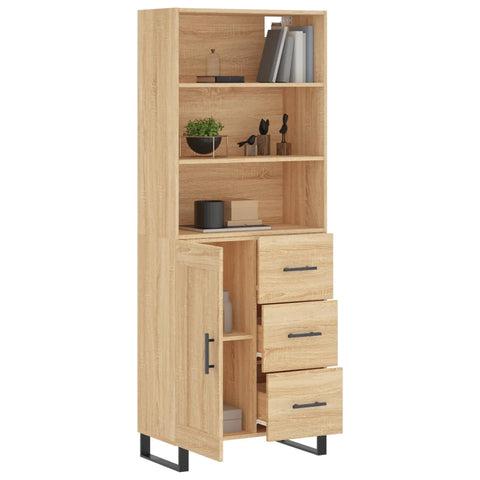 vidaXL Highboard Sonoma Oak 69.5x34x180 cm Engineered Wood