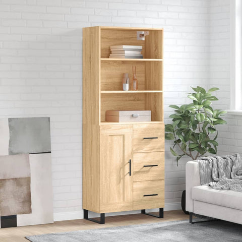 vidaXL Highboard Sonoma Oak 69.5x34x180 cm Engineered Wood