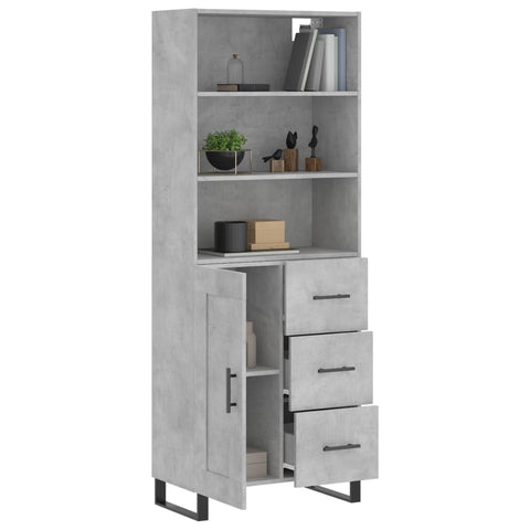 vidaXL Highboard Concrete Grey 69.5x34x180 cm Engineered Wood