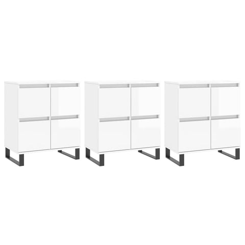 vidaXL Sideboards 3 pcs High Gloss White Engineered Wood