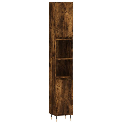 vidaXL 3 Piece Bathroom Furniture Set Smoked Oak Engineered Wood