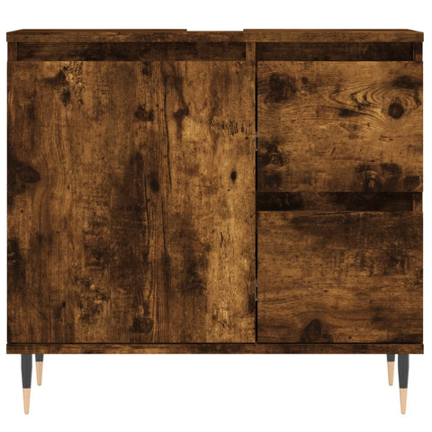 vidaXL 3 Piece Bathroom Furniture Set Smoked Oak Engineered Wood