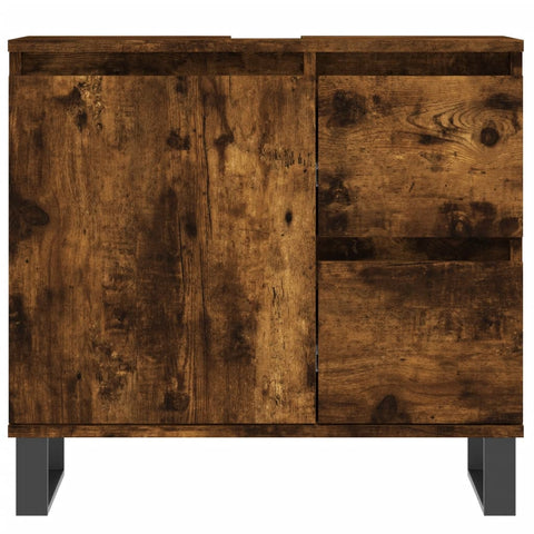vidaXL 3 Piece Bathroom Furniture Set Smoked Oak Engineered Wood