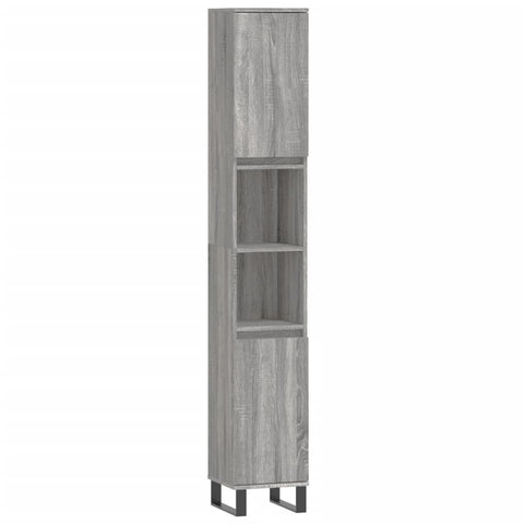 vidaXL 3 Piece Bathroom Furniture Set Grey Sonoma Engineered Wood