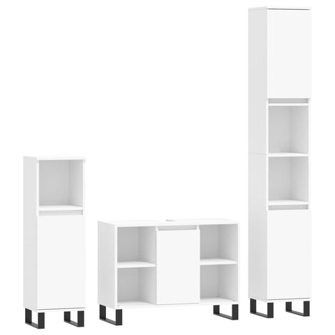 vidaXL 3 Piece Bathroom Furniture Set White Engineered Wood