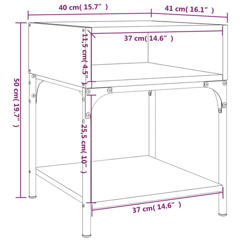 vidaXL Bedside Table Smoked Oak 40x41x50 cm Engineered Wood