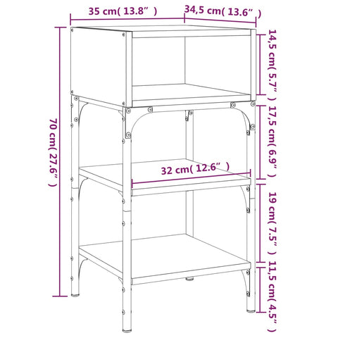 vidaXL Bedside Tables 2 pcs Black 35x34.5x70 cm Engineered Wood