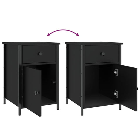 vidaXL Bedside Cabinet Black 40x42x60 cm Engineered Wood