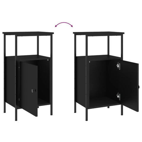 vidaXL Bedside Cabinet Black 41x31x80 cm Engineered Wood