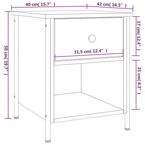 vidaXL Bedside Cabinet Sonoma Oak 40x42x50 cm Engineered Wood