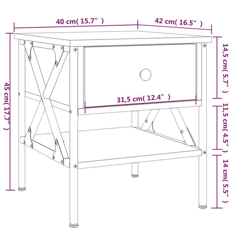 vidaXL Bedside Table Black 40x42x45 cm Engineered Wood
