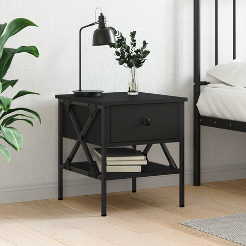 vidaXL Bedside Table Black 40x42x45 cm Engineered Wood