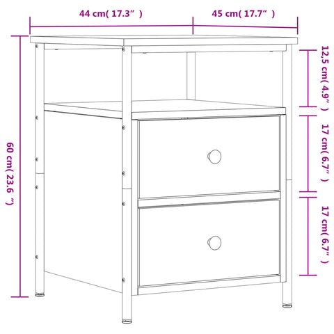 vidaXL Bedside Cabinet Black 44x45x60 cm Engineered Wood