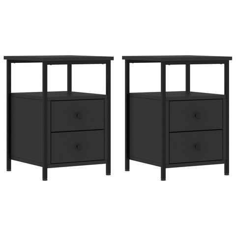 vidaXL Bedside Cabinets 2 pcs Black 34x35.5x50 cm Engineered Wood