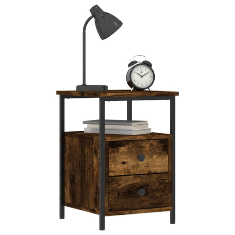 vidaXL Bedside Cabinet Smoked Oak 34x35.5x50 cm Engineered Wood