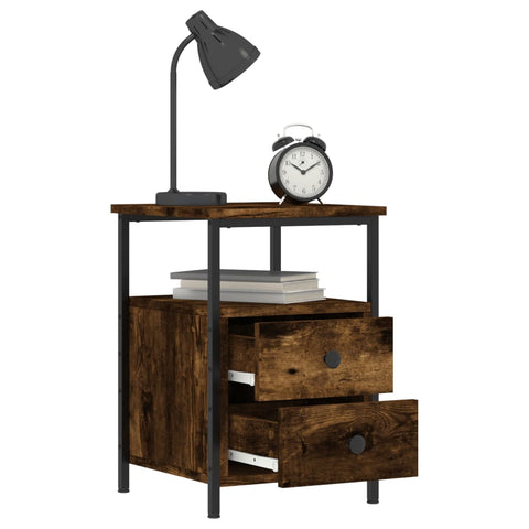 vidaXL Bedside Cabinet Smoked Oak 34x35.5x50 cm Engineered Wood