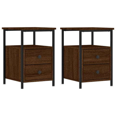 vidaXL Bedside Cabinets 2 pcs Brown Oak 34x35.5x50 cm Engineered Wood