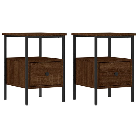 vidaXL Bedside Cabinets 2 pcs Brown Oak 34x36x50 cm Engineered Wood