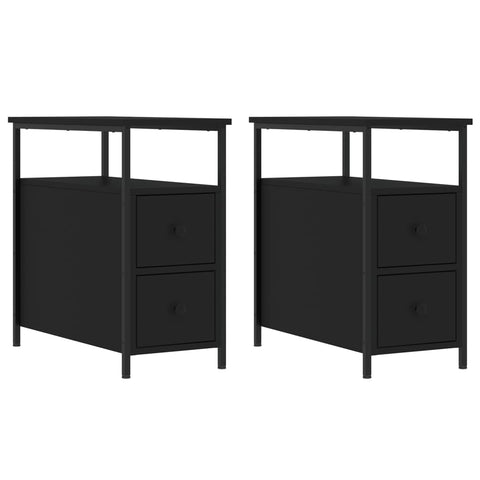 vidaXL Bedside Cabinets 2 pcs Black 30x60x60 cm Engineered Wood