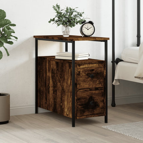 vidaXL Bedside Cabinet Smoked Oak 30x60x60 cm Engineered Wood