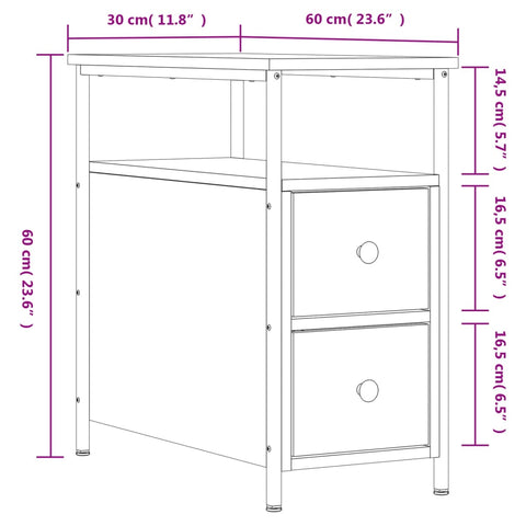 vidaXL Bedside Cabinet Brown Oak 30x60x60 cm Engineered Wood