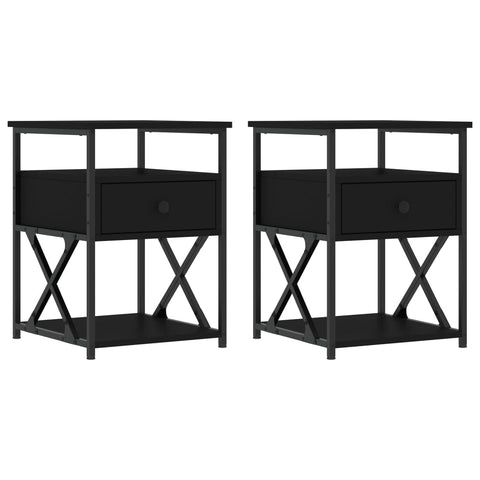 vidaXL Bedside Cabinets 2 pcs Black 40x42x55 cm Engineered Wood