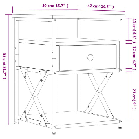 vidaXL Bedside Cabinet Grey Sonoma 40x42x55 cm Engineered Wood