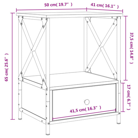 vidaXL Bedside Tables 2 pcs Sonoma Oak 50x41x65 cm Engineered Wood