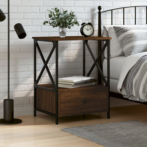 vidaXL Bedside Table Brown Oak 50x41x65 cm Engineered Wood