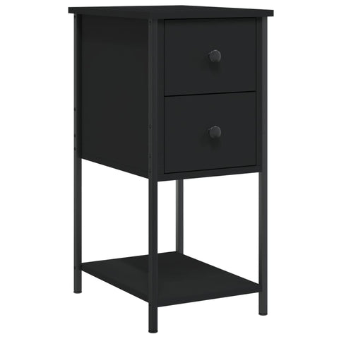 vidaXL Bedside Cabinet Black 32x42x70 cm Engineered Wood