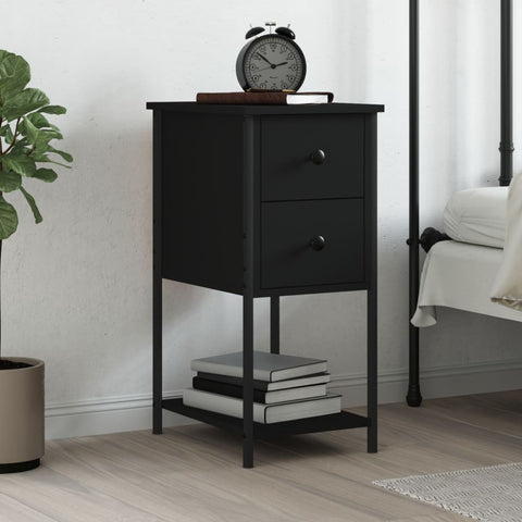 vidaXL Bedside Cabinet Black 32x42x70 cm Engineered Wood