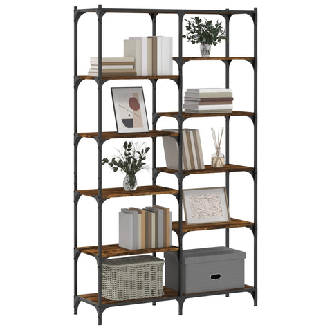 vidaXL Bookshelf Smoked Oak 100x32x170 cm Engineered Wood and Iron