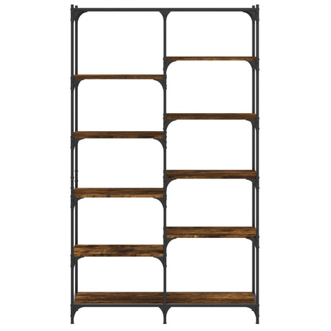vidaXL Bookshelf Smoked Oak 100x32x170 cm Engineered Wood and Iron