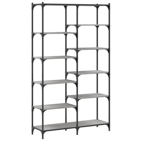 vidaXL Bookshelf Grey Sonoma 100x32x170 cm Engineered Wood and Iron