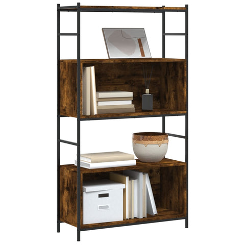 vidaXL Bookshelf Smoked Oak 80x30x145.5 cm Engineered Wood and Iron