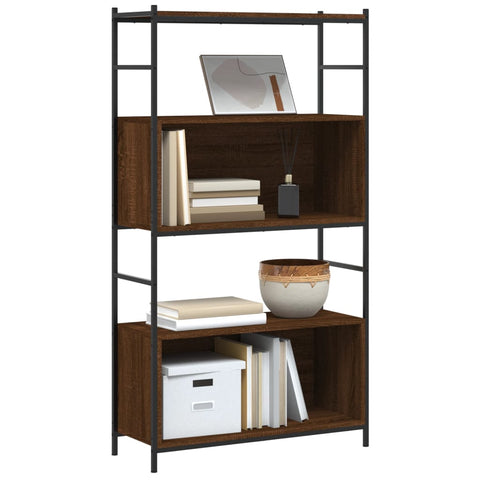 vidaXL Bookshelf Brown Oak 80x30x145.5 cm Engineered Wood and Iron